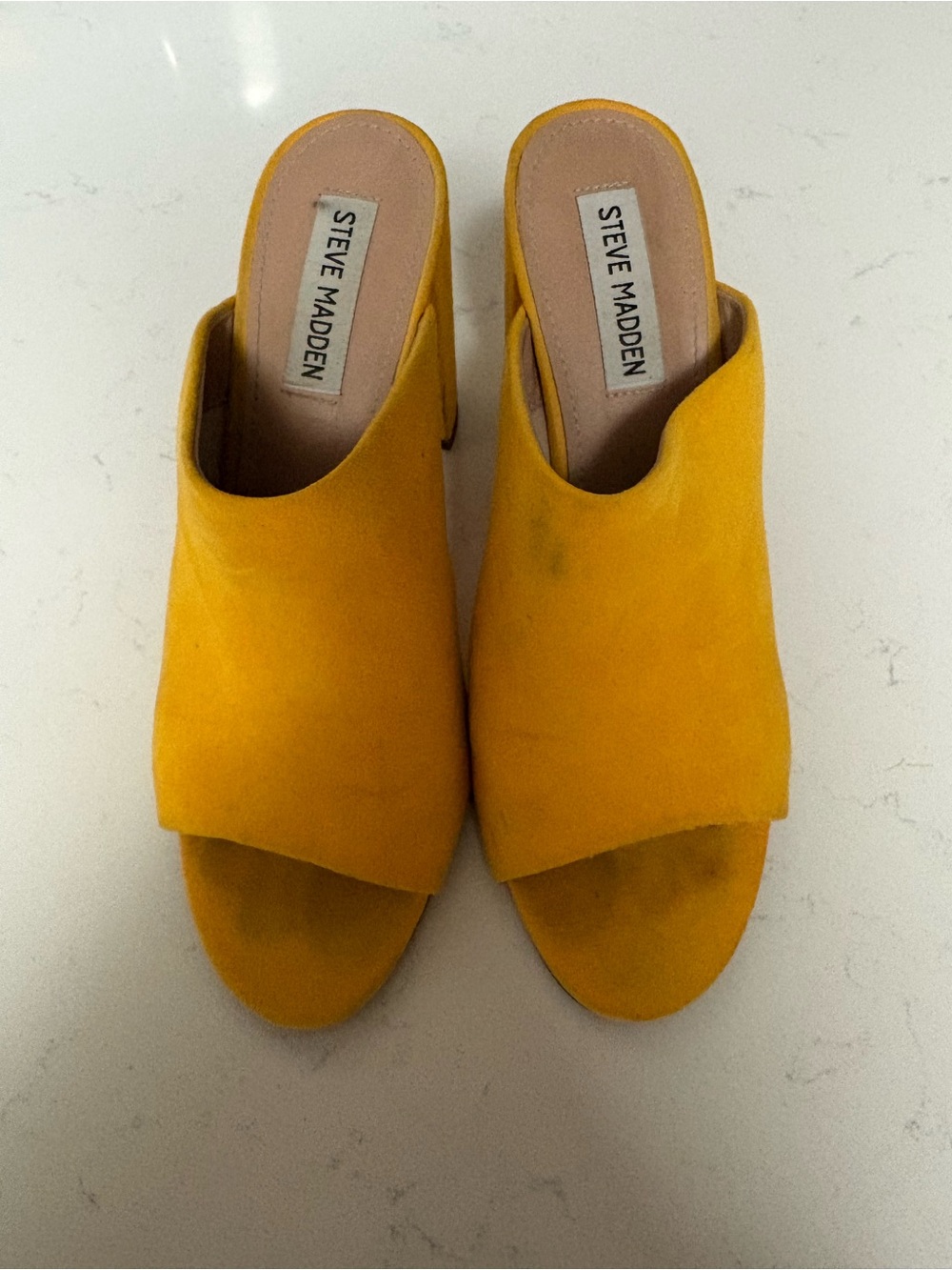 Steve Madden Yellow Suede Open-Toe Heels